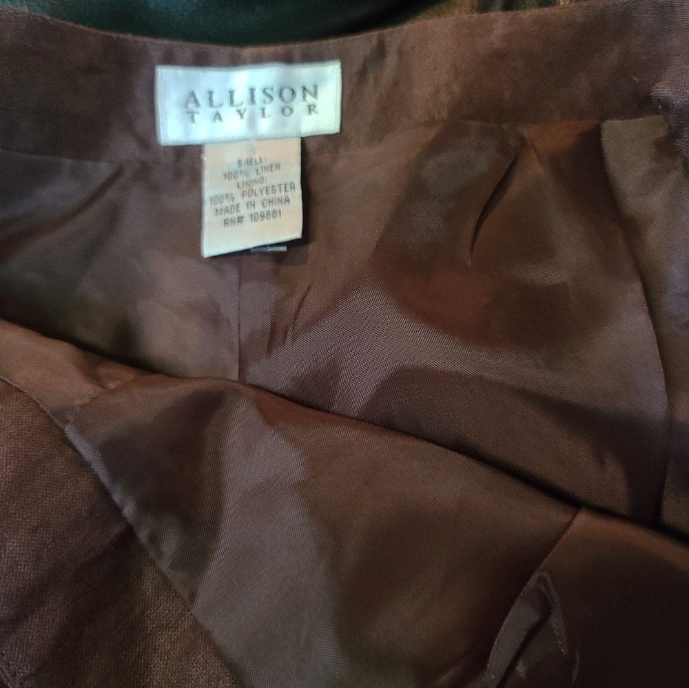 Allison Taylor linen chocolate peddle pushers capris👖 pants sz8 - Picture 5 of 8